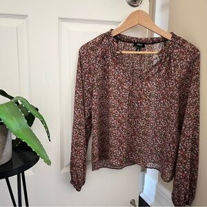 Aqua Pink and Green Floral Top